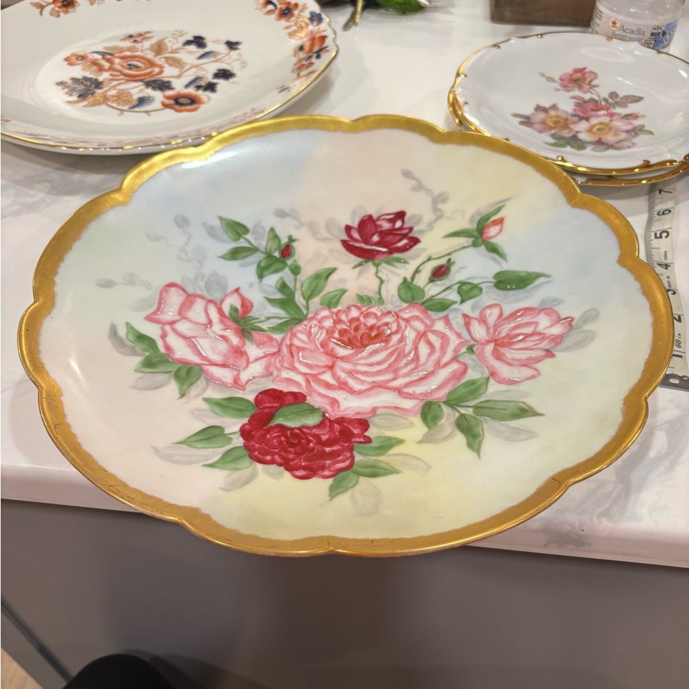 Early 20 th century rose pompadour plate. Limoges France